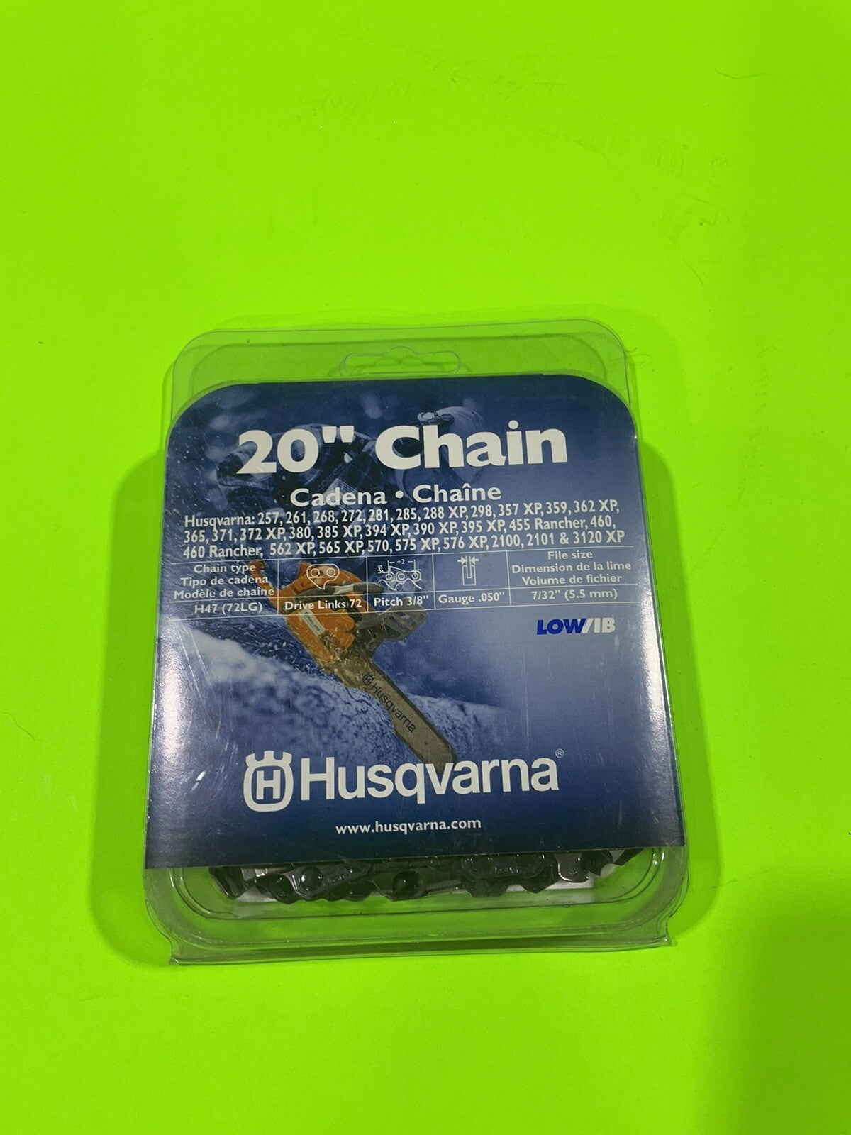 Genuine OEM Husqvarna 531300555 20" Saw Chain H47 072G 3/8" .050"0