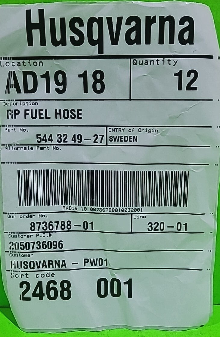 Genuine Husqvarna Chainsaw Fuel Line 544324927 5817561275