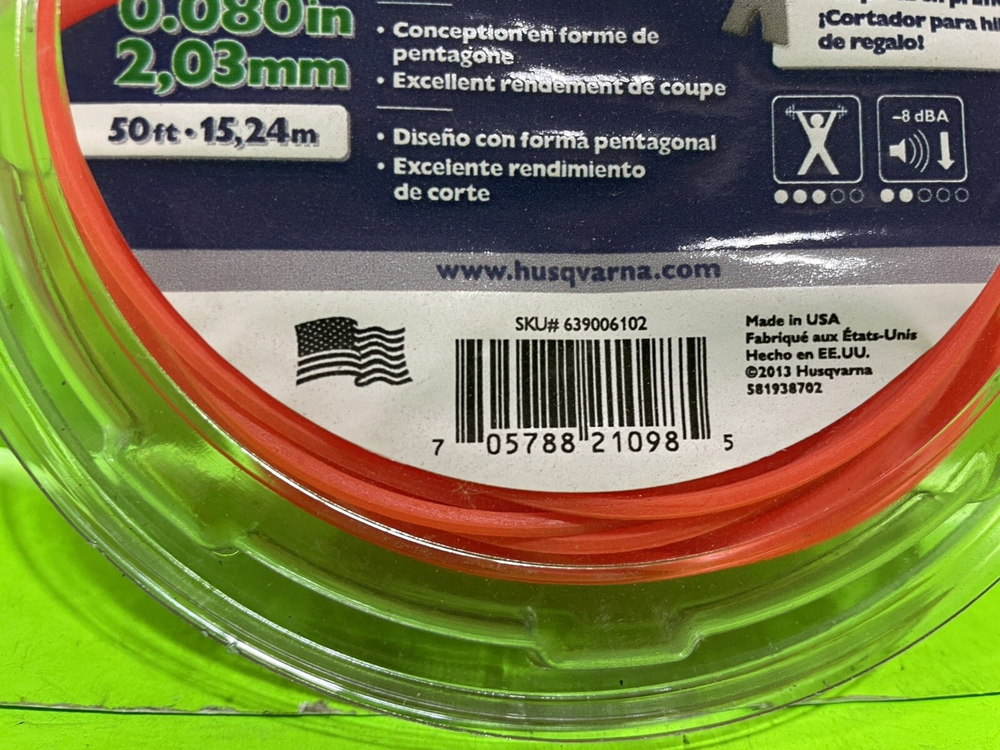 NEW Genuine Husqvarna 639006102 .080" Trimmer Line 50 ft fits Many Trimmers5