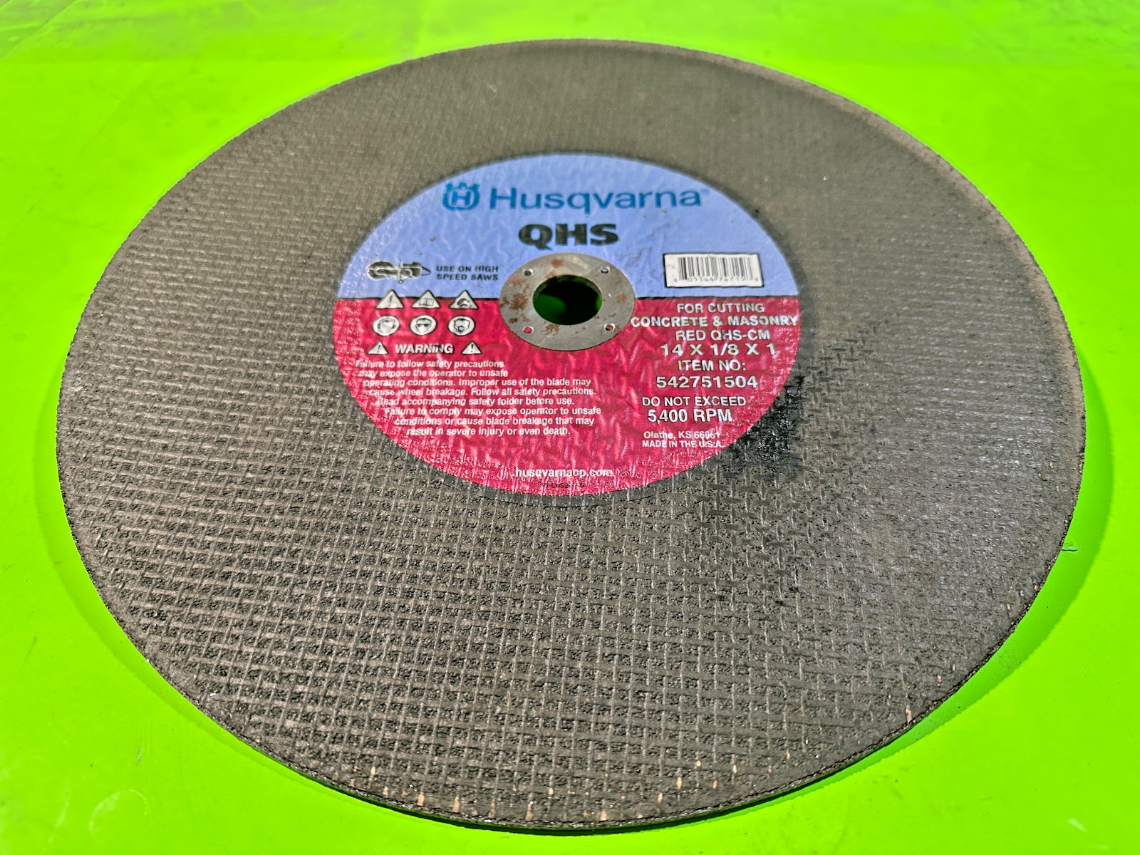 NEW OEM Husqvarna Masonry/Concrete Red QHS-CM Blade 542751504 14" x 1/8" x 1"2