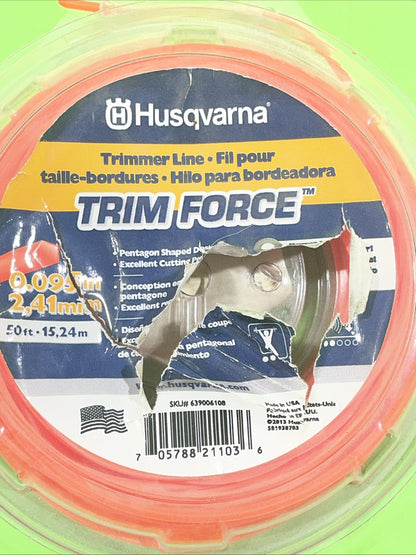 New Genuine Husqvarna Trim Force Trimmer Line 50 Foot Donut - .095" # 6390061081