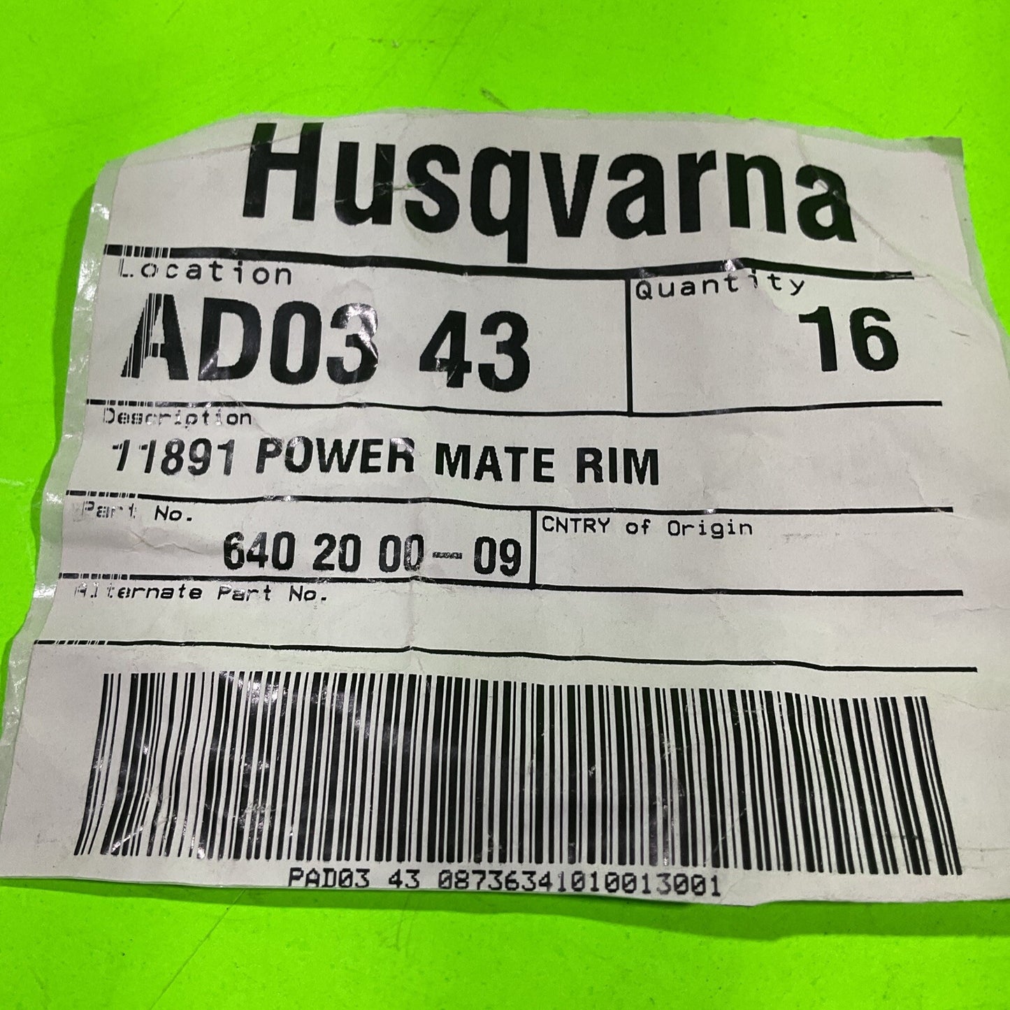 Genuine OEM Husqvarna 640200009 Power Mate Rim SM7 .325-8 Sprocket Fits 346XP1