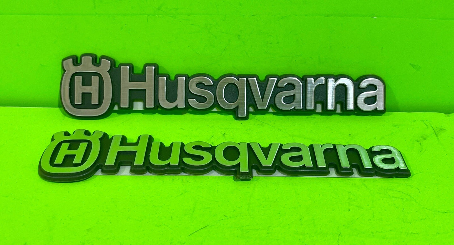 Genuine Husqvarna Silver Hood Emblem 532403378 2 pack0