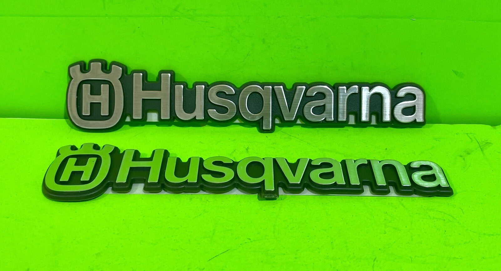 Genuine Husqvarna Silver Hood Emblem 532403378 2 pack0