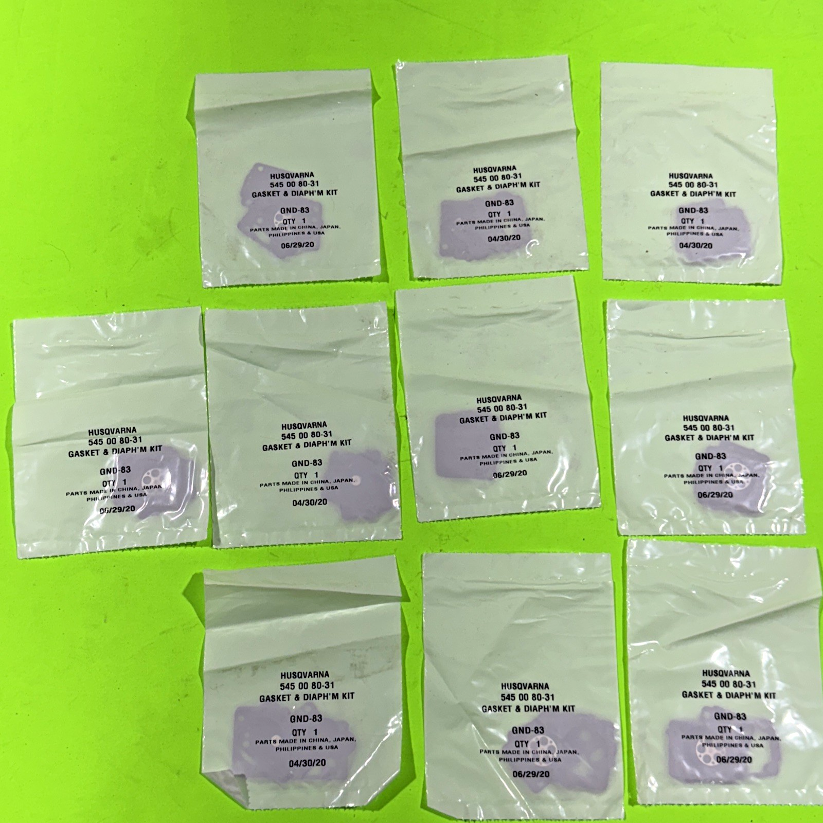 10 Pack OEM Zama GND-83 Husqvarna 545008031 Carburetor Gasket Kit 235E 236E 240E0
