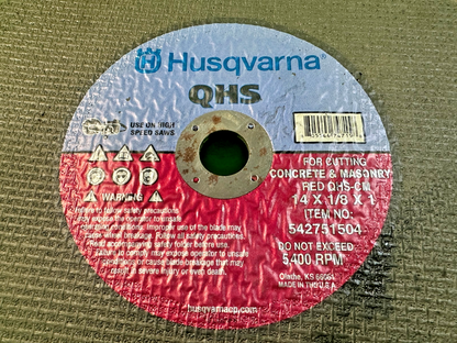 NEW OEM Husqvarna Masonry/Concrete Red QHS-CM Blade 542751504 14" x 1/8" x 1"1