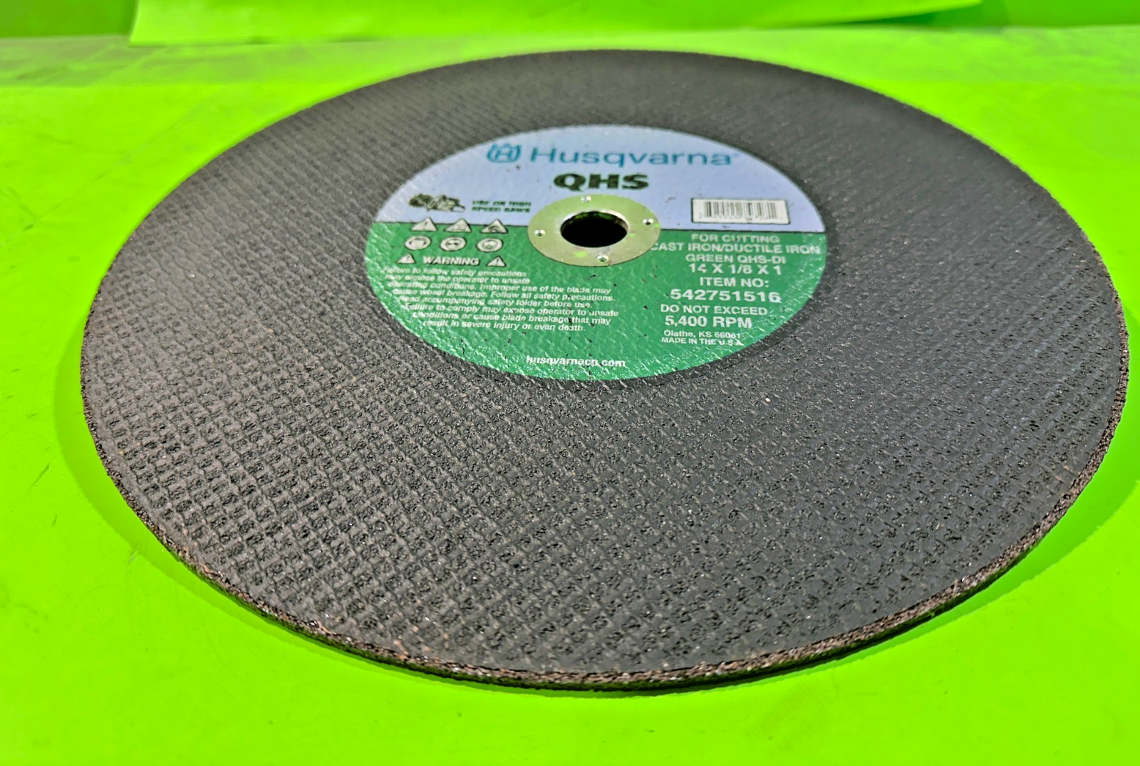NEW Husqvarna Metal QHS-DI Green Blade 542751516 14" x 1/8" x 1" Iron Cutting3
