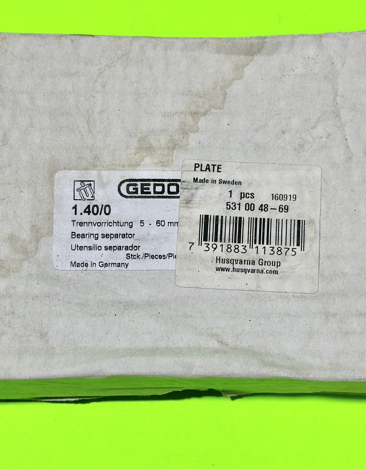 Genuine OEM Husqvarna 531004869 Gedore 1.40/0 Bearing Separator, 5-60mm Output8