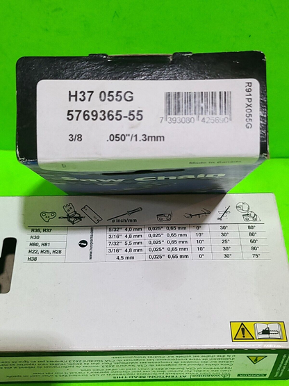 OEM Husqvarna 16" Saw Chain 2 Pack 576936555 H37 055G Chain 91PX055G 3/8" .0502